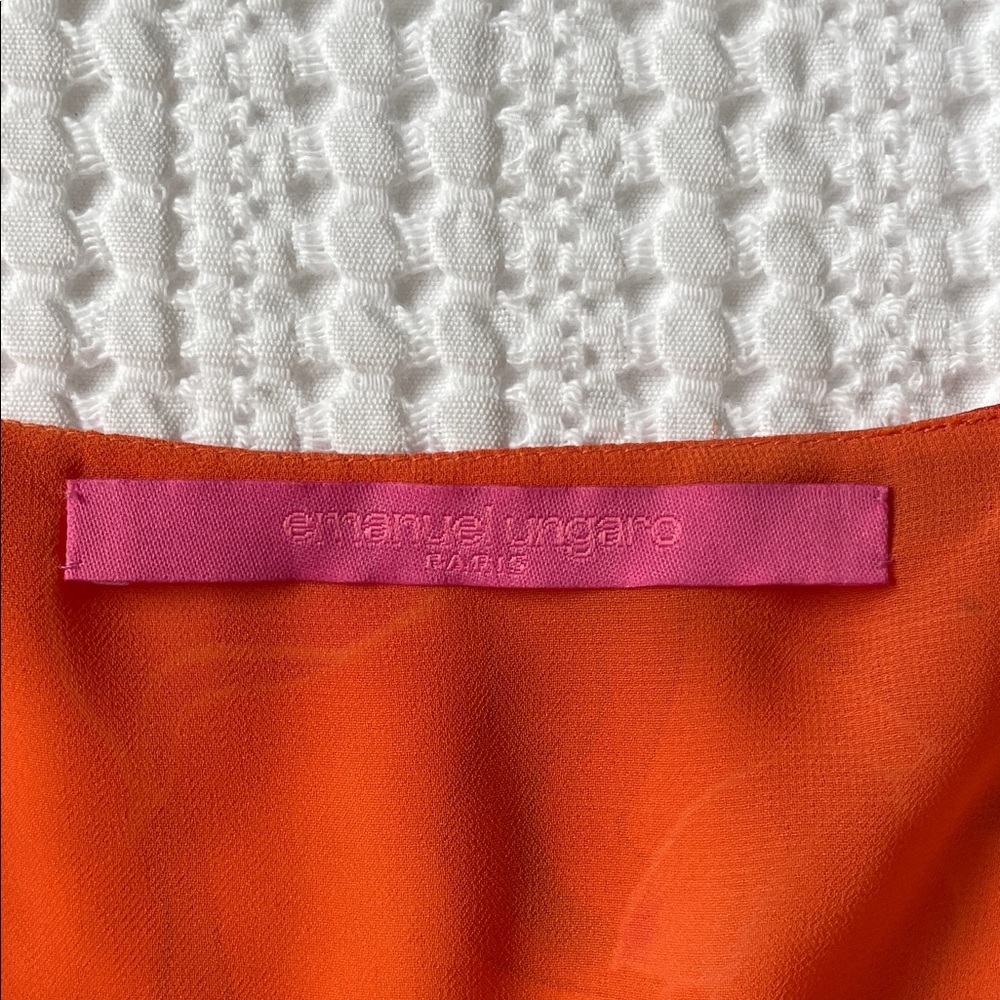 Emanuel Ungaro orange floral silk sleeveless SS 2004 top FR size 42 US size L - Picture 6 of 8